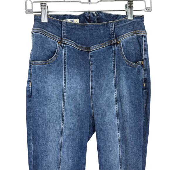 Free People CRVY Mercury Zip Jeans Harper Blue Size 27 Moto Y2K StreetwearDenim - Picture 2 of 15